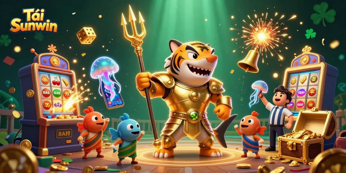 Engage in thrilling gameplay with Tải Sunwin featuring vibrant characters and exciting casino elements in a dynamic 3D scene.
