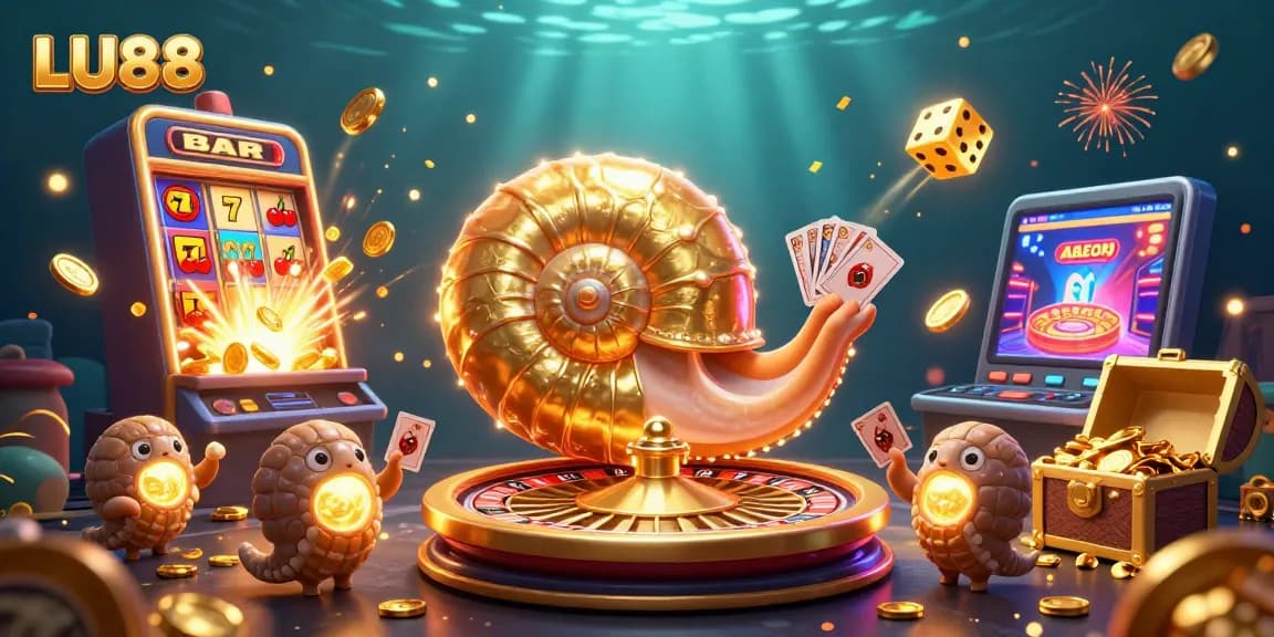 LU88 offers a vibrant casino gaming experience with a colorful jackpot explosion and engaging gameplay elements.