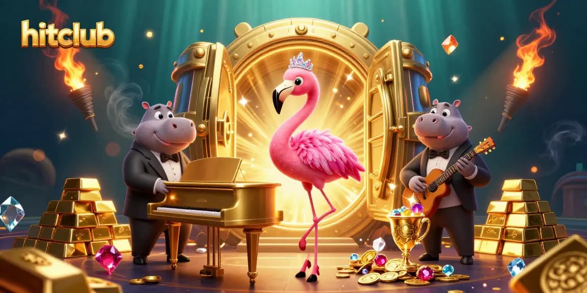 Hitclub tantalizes with lively casino experience featuring flamingo singer and hippo bassist.