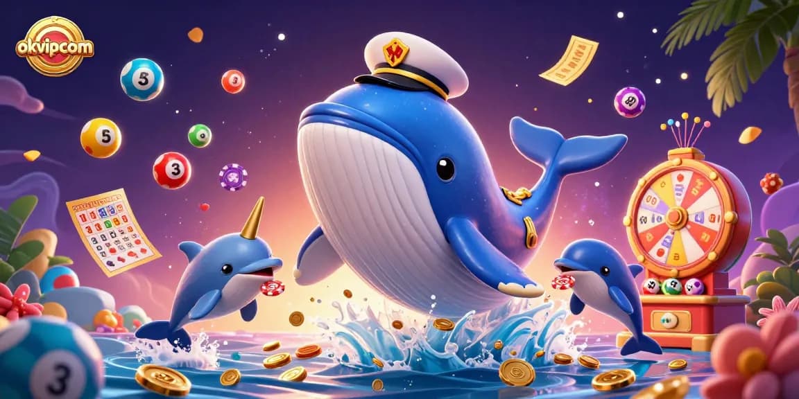Join the excitement at okvipcom with vibrant gaming illustrations showcasing luck and thrill.