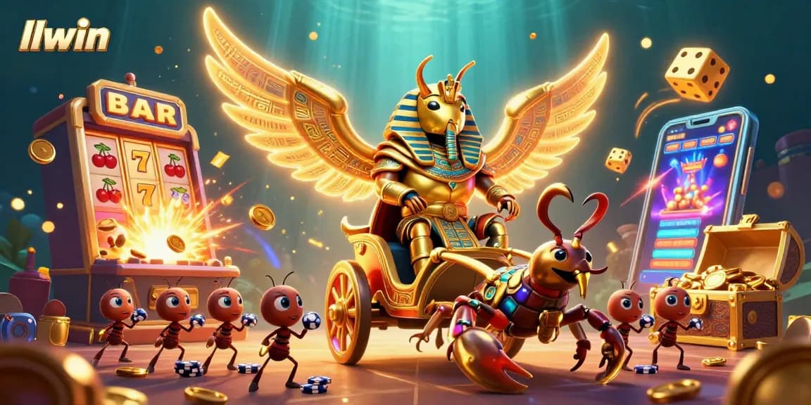Experience exhilarating gaming with llwin's colossal character scene full of vibrant casino elements