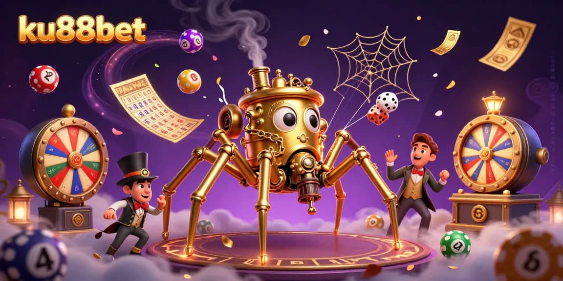 ku88bet captures the essence of lively gaming with vibrant lottery elements and engaging casino characters.