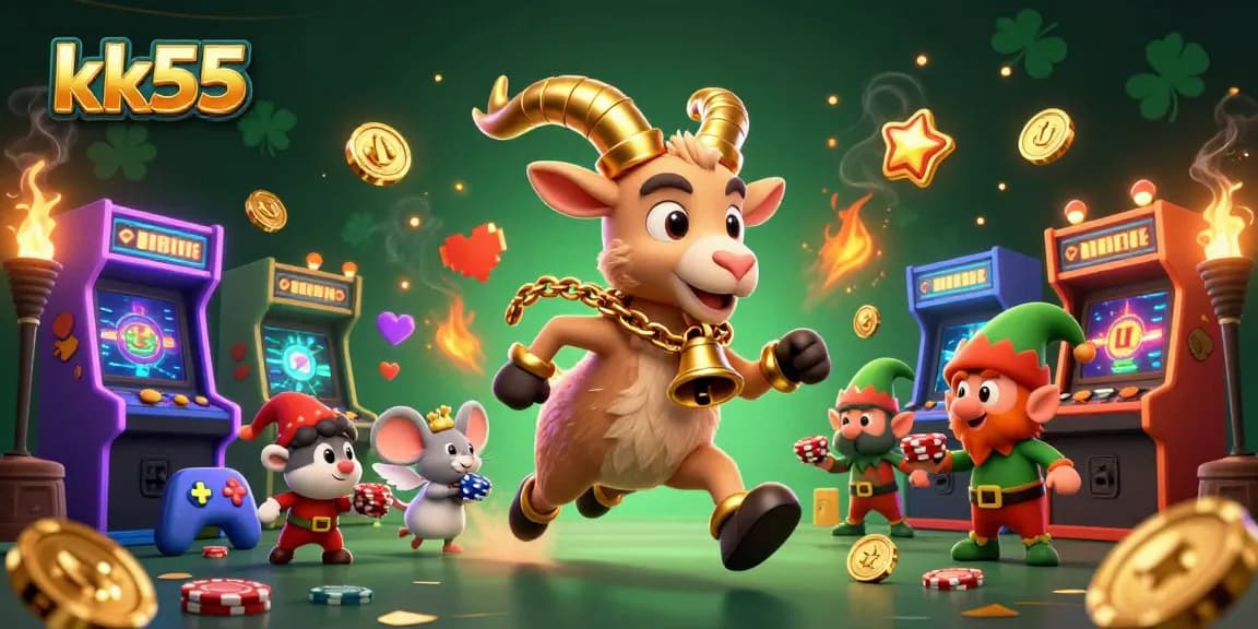 Engage with thrilling games at kk55 as Krampus and friends navigate a festive casino scene.