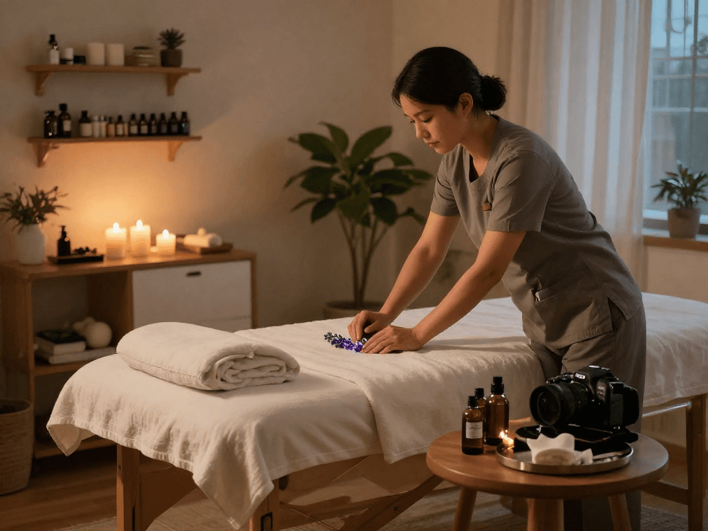 Experience premium 강남출장안마 with a professional massage therapist creating a calming home spa atmosphere.