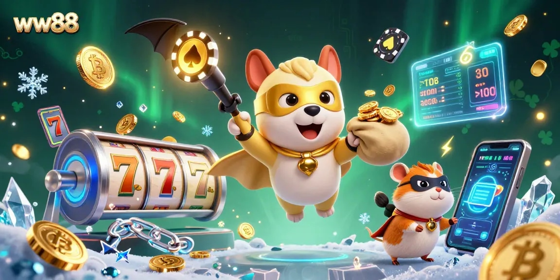 Experience thrilling wins at ww88 casino with a superhero dog and hamster exploring jackpot adventures.