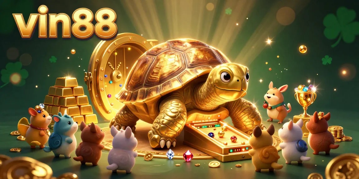 Experience thrilling gameplay at vin88 with a vibrant scene filled with golden treasures and excitement.