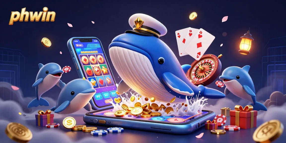 Experience the thrill of phwin with playful dolphins, a giant whale, and dynamic gaming elements