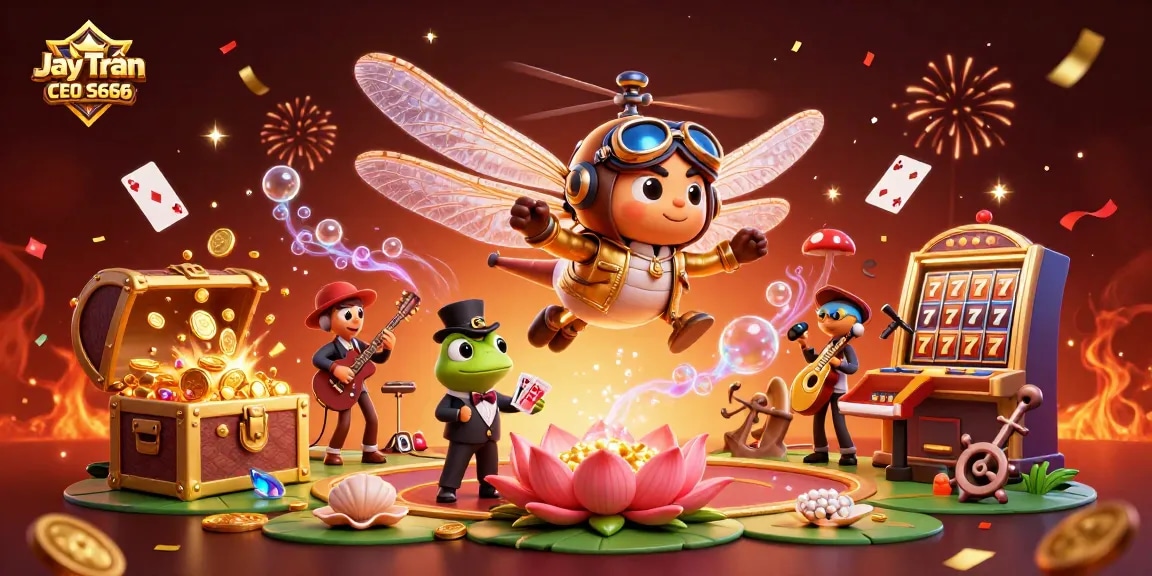 Engage with Jay Trần CEO S666's golden gambling experience amidst vibrant casino elements.