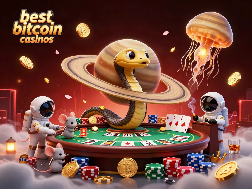 Bet on the colorful rings of the Saturn snake at the best bitcoin casinos.