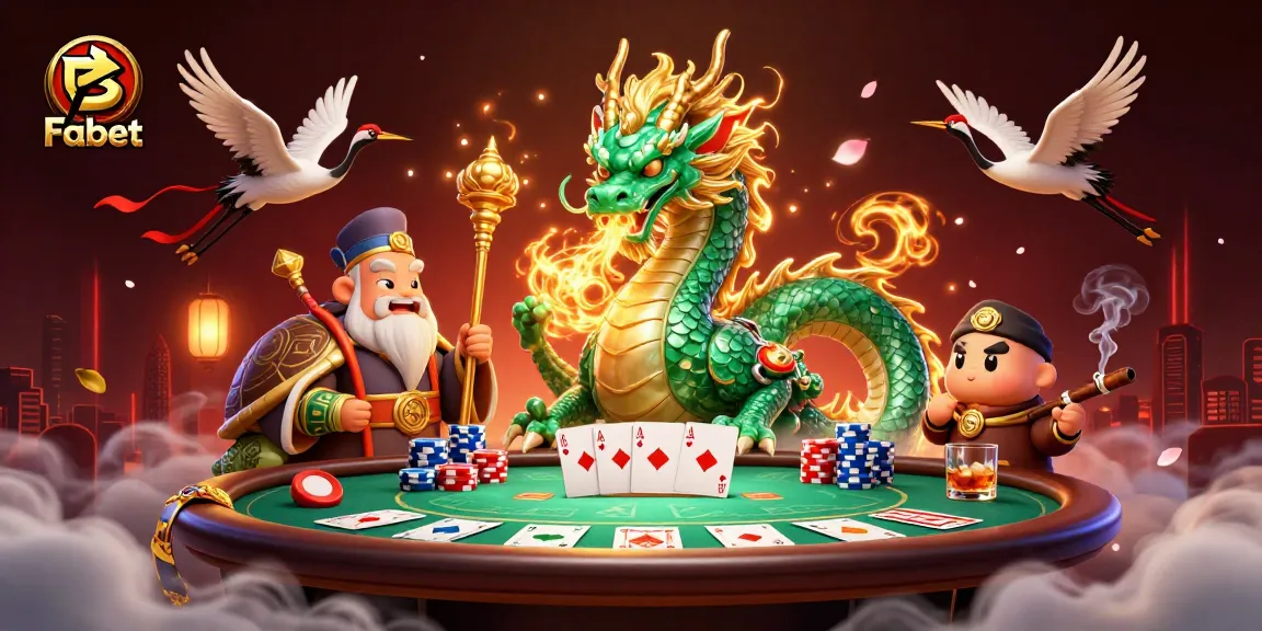 Bet on Fabet with a vibrant 3D scene featuring a jade dragon and poker elements.
