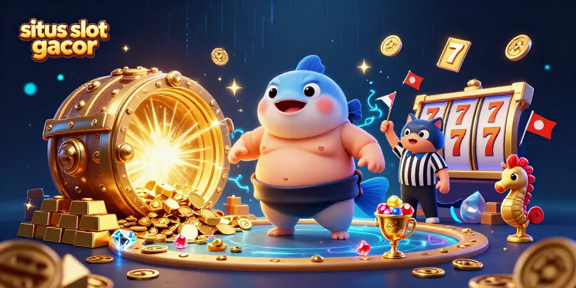 Experience the fun of situs slot gacor with a vibrant 3D illustration of casino-themed sea creatures!