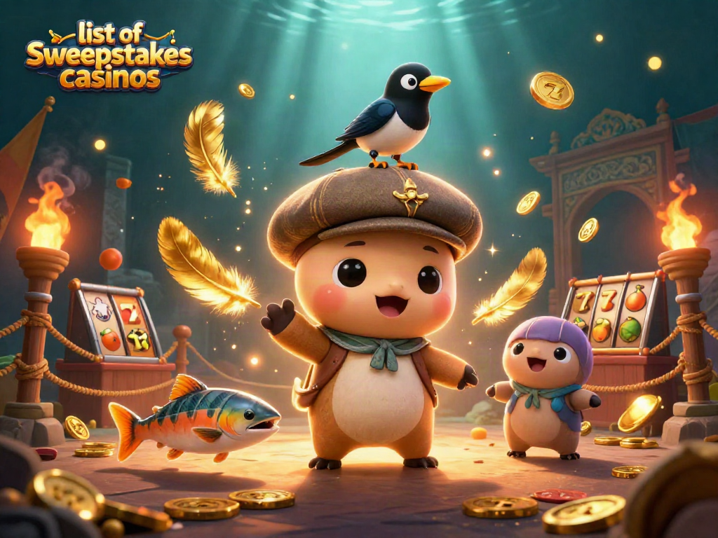 Engage with the list of sweepstakes casinos in a magical underwater scene featuring baby Nessie.