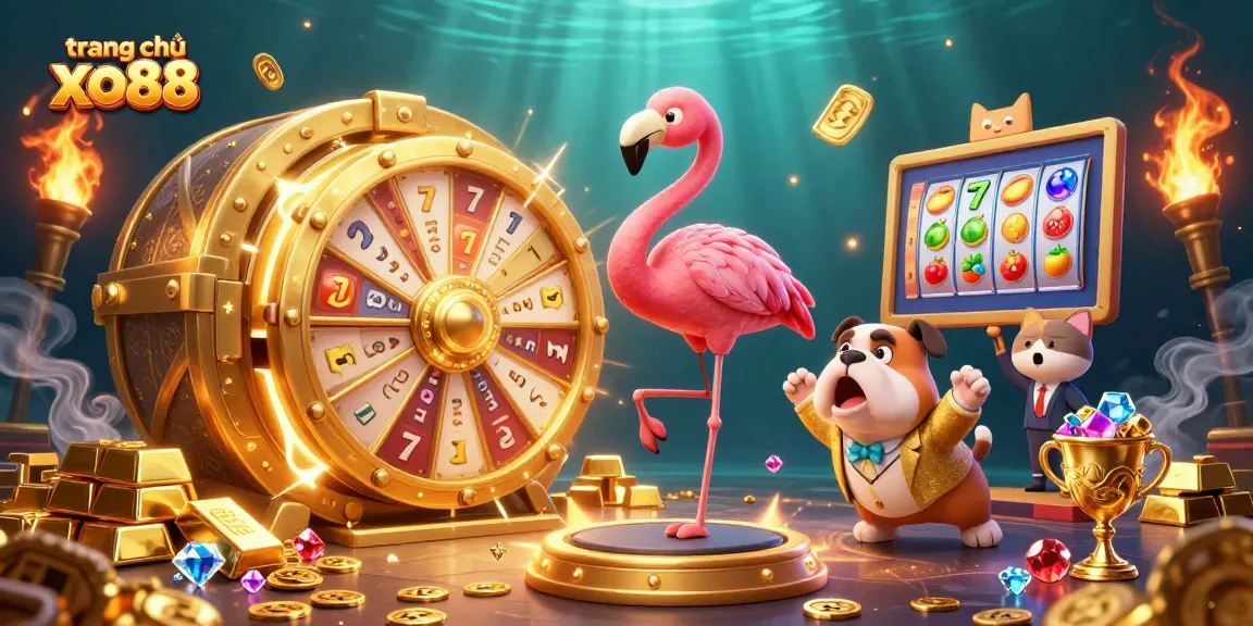 Celebrate the excitement at trang chủ xo88 with a vibrant 3D casino illustration featuring a game show scene.