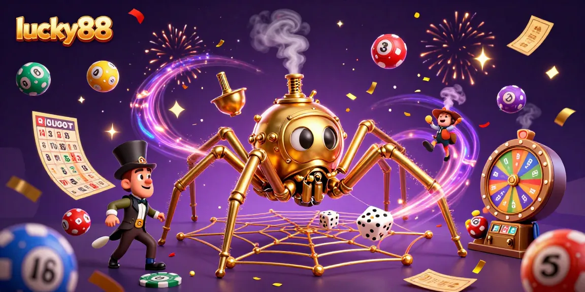 Experience winning excitement at lucky88 with a vibrant 3D casino scene featuring colorful lottery elements.