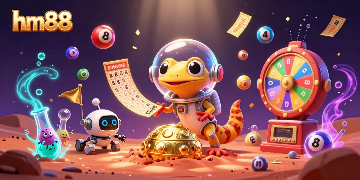 Engage in thrilling games at hm88 with a vibrant casino adventure on Mars featuring an alien gecko.
